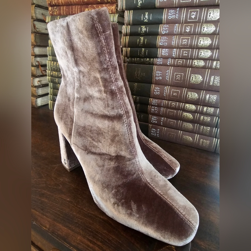 Sam Edelman Pink Velvet Ankle Boots Block Heel Size 9.5​